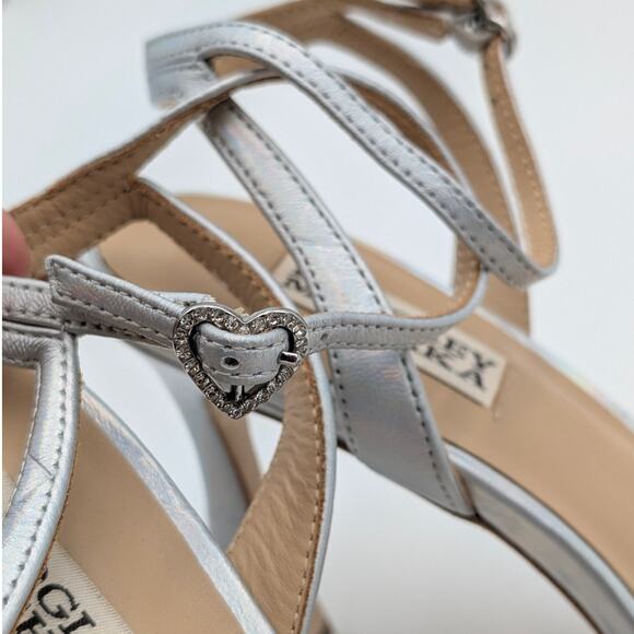 Badgley Mischka Cady Square Toe High Heel Sandals Women's Silver Size US8 EU39 - Picture 13 of 13